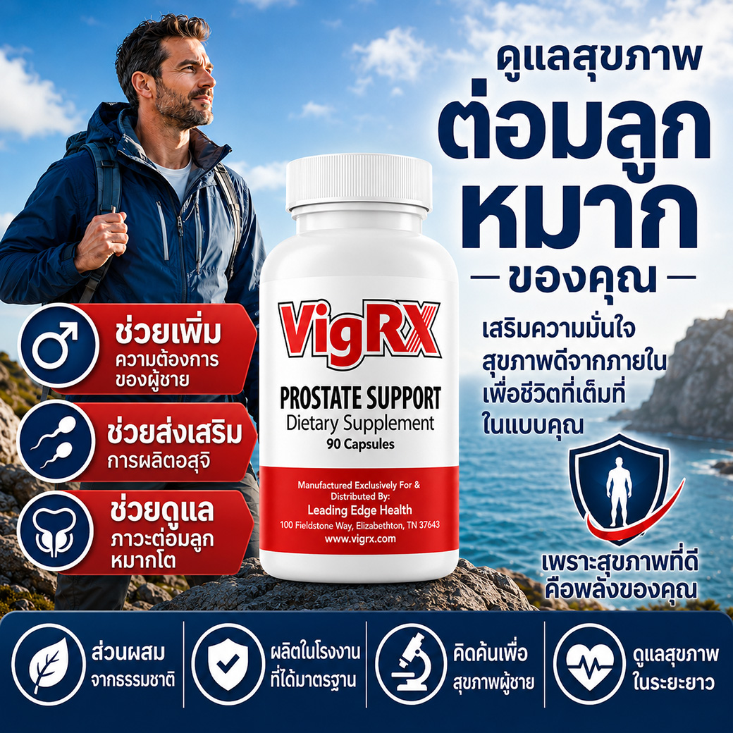 VigRX Prostate Support อาหารเสริมดูแลสุขภาพต่อมลูกหมากผู้ชาย ช่วยเพิ่มความมั่นใจ ส่งเสริมการผลิตอสุจิ ดูแลภาวะต่อมลูกหมาก พร้อมส่วนผสมจากธรรมชาติ