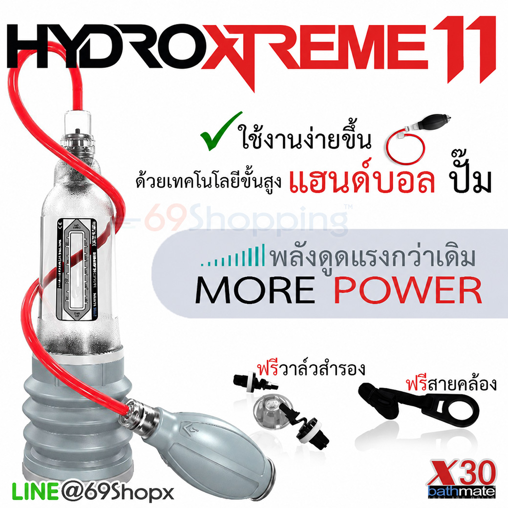 HydroXtreme 11 Bathmate X30 ปั๊มน้ำพร้อมแฮนด์บอล ใช้งานง่ายขึ้น เพิ่มแรงดูดกว่าเดิม พร้อมสายคล้องและวาล์วสำรอง