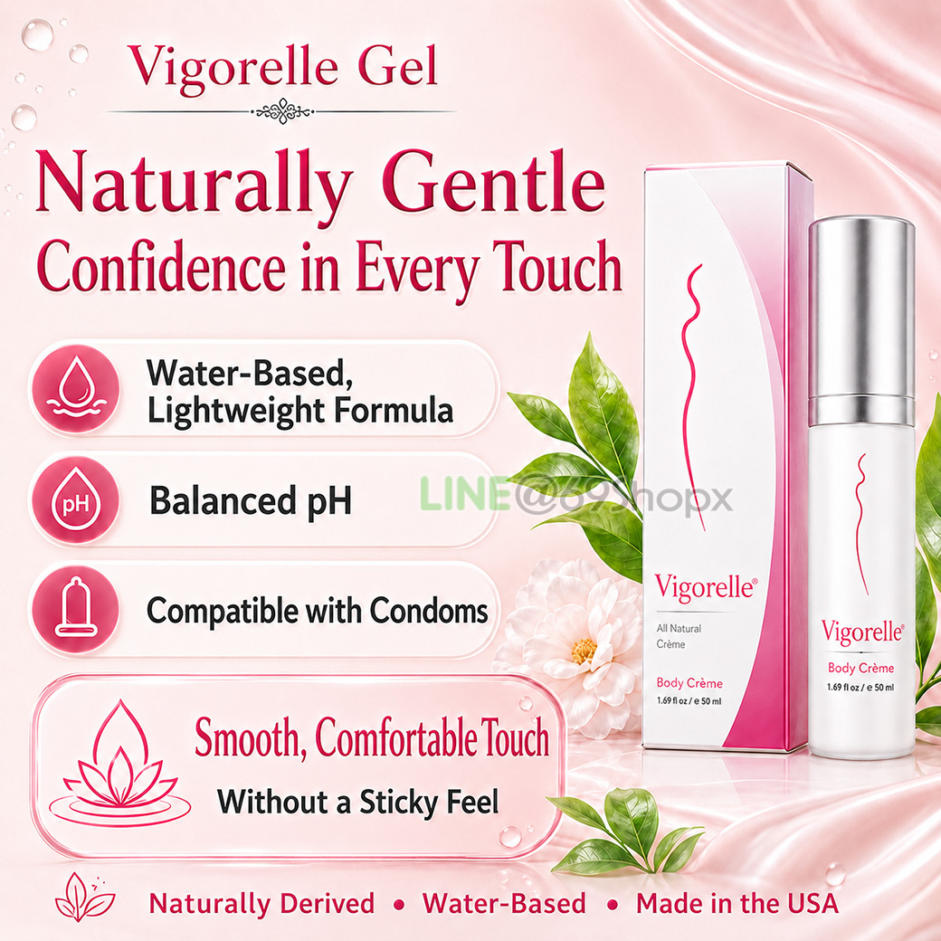 Naturally gentle, water-based Vigorelle Gel formula infographic