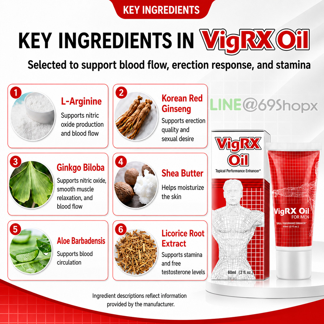 Key ingredients in VigRX Oil for blood flow erection support and stamina